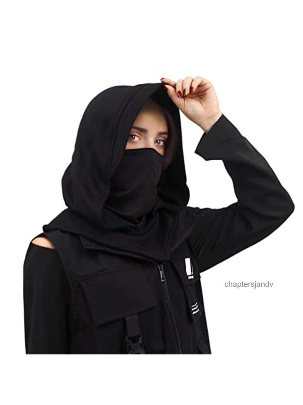 Cotton Hooded Cape Hat with Mask Neck Warmer Gaiter Scarf Steampunk Cosplay